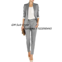 womens slim 2 piece suits office lady single button blazer jacket solid trouser female outwear