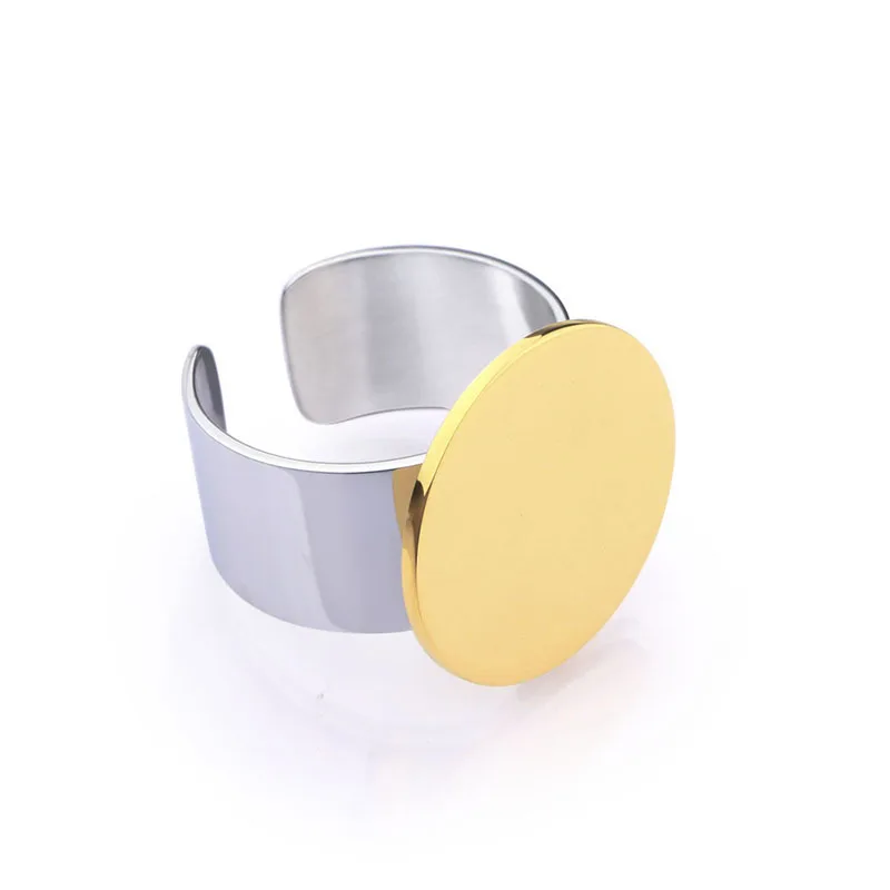 

VAROLE Fashion Simple Circular Stainless Steel Men Ring Gold/Silver Color Trendy Style Designer Rings for Women Jewelry anel
