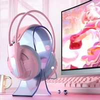 girl beautiful gaming headphone sound usb headset earphones with mic microphone for computer gamer