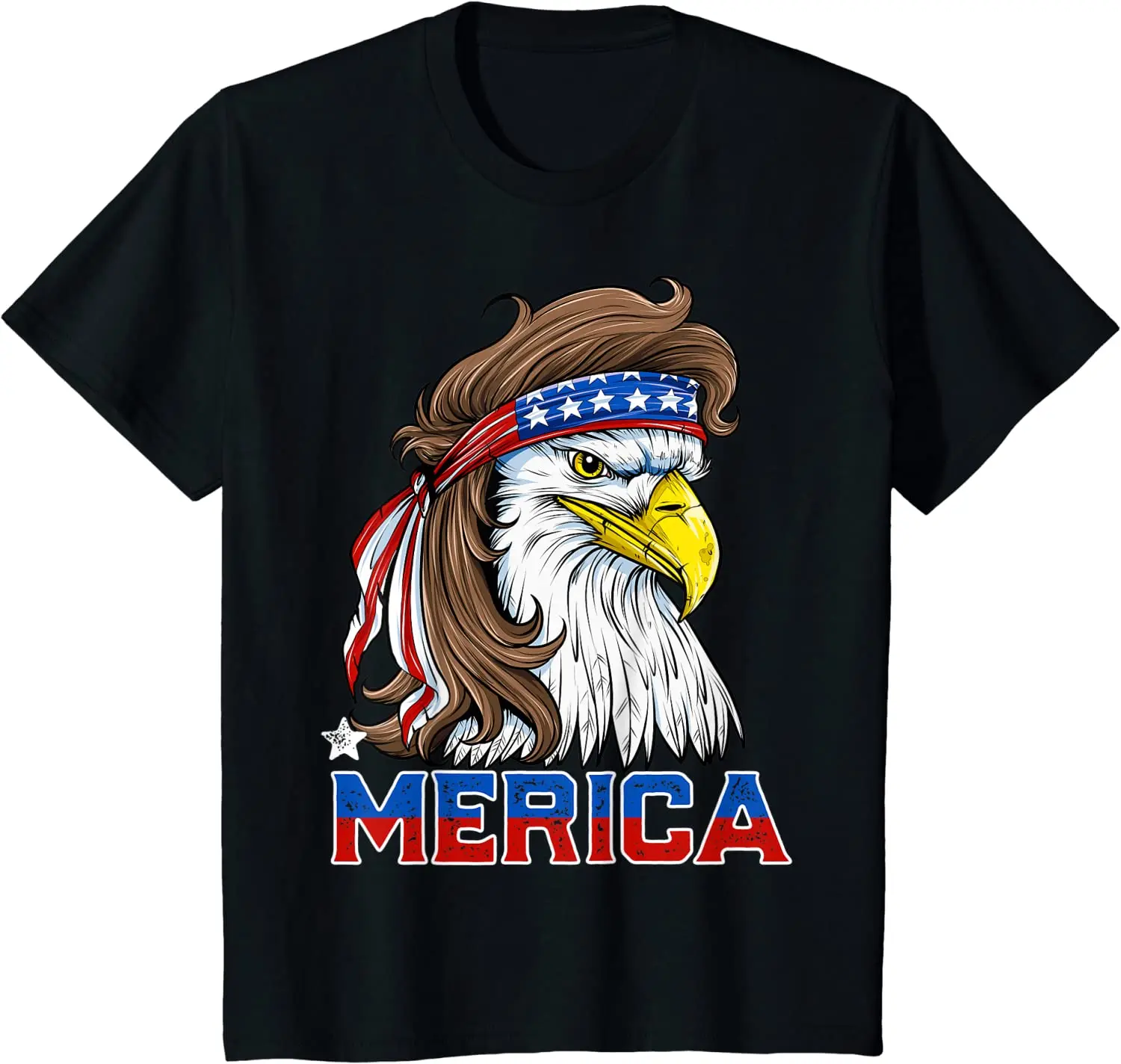 

Merica Eagle Mullet 4th of July Men Women American Flag USA T-Shirt Casual Cotton Daily Four Seasons Oversized T Shirt Graphic