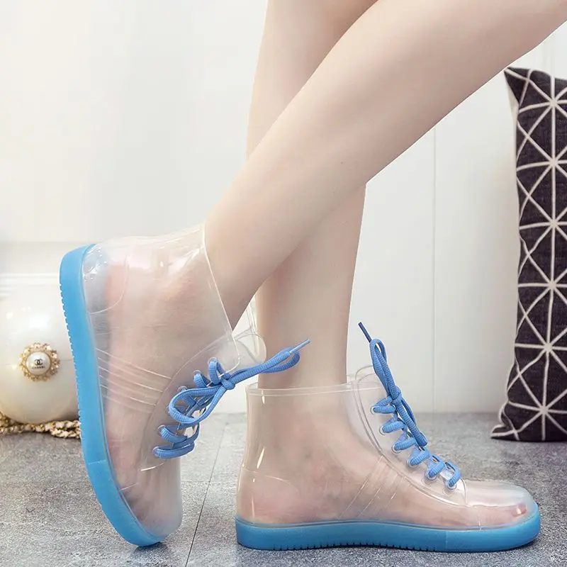 Rain boots women Transparent Non slip Jelly Women Waterproof boots  Overshoes Rubber boots for women Ankle boots Spring Summer