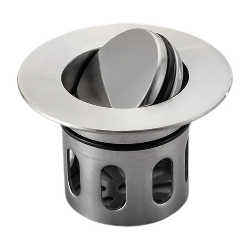 

Push-Type Anti Clogging Sink Drain Plug with 1 Basket Drain Filter Vanity Stop