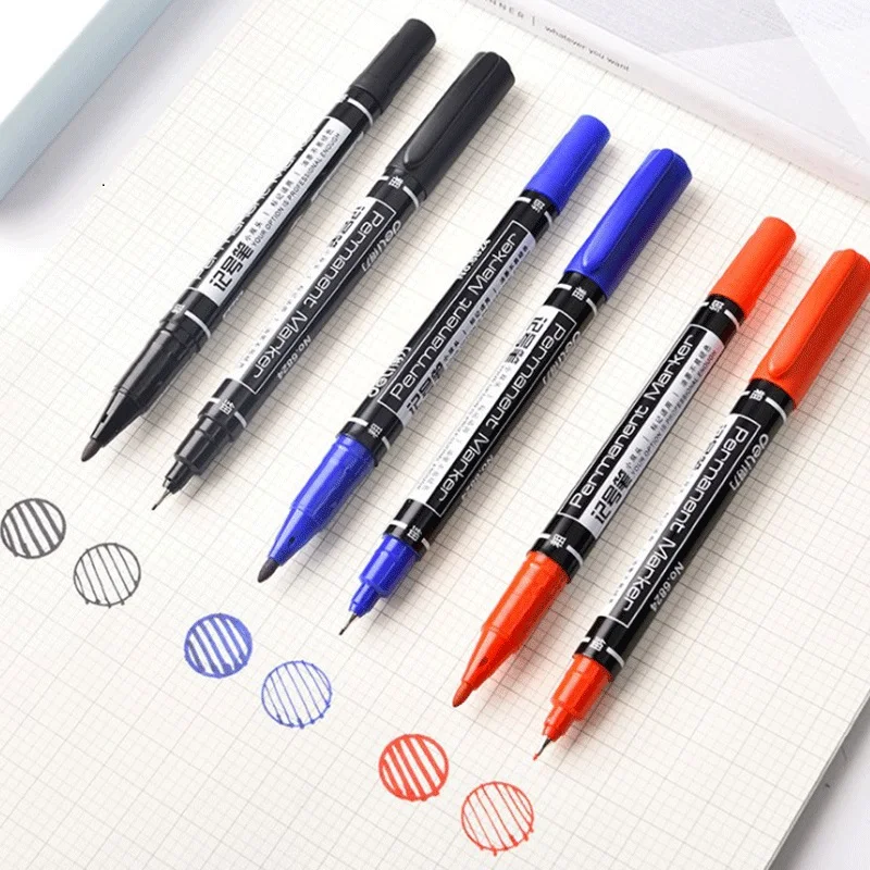 

Colored Dual Tip 0.5/1 Mm Fast Dry Permanent Sign Marker Pens For Fabric Metal Quality Fineliner For Drawing