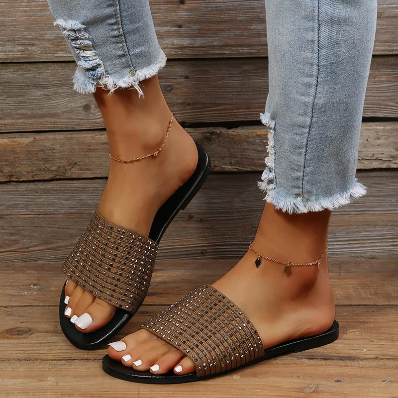 

Summer 2022 Women's Slippers NEW Slippers Women's Casual Flat Heels Fashion Comfortable Non Slip Light Size 43 Woman Shoes