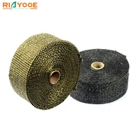 exhaust heat wrap 5cmx10m 15m titaniumblack roll for motorcycle fiberglass heat shield tape exhaust pipes with stainless ties
