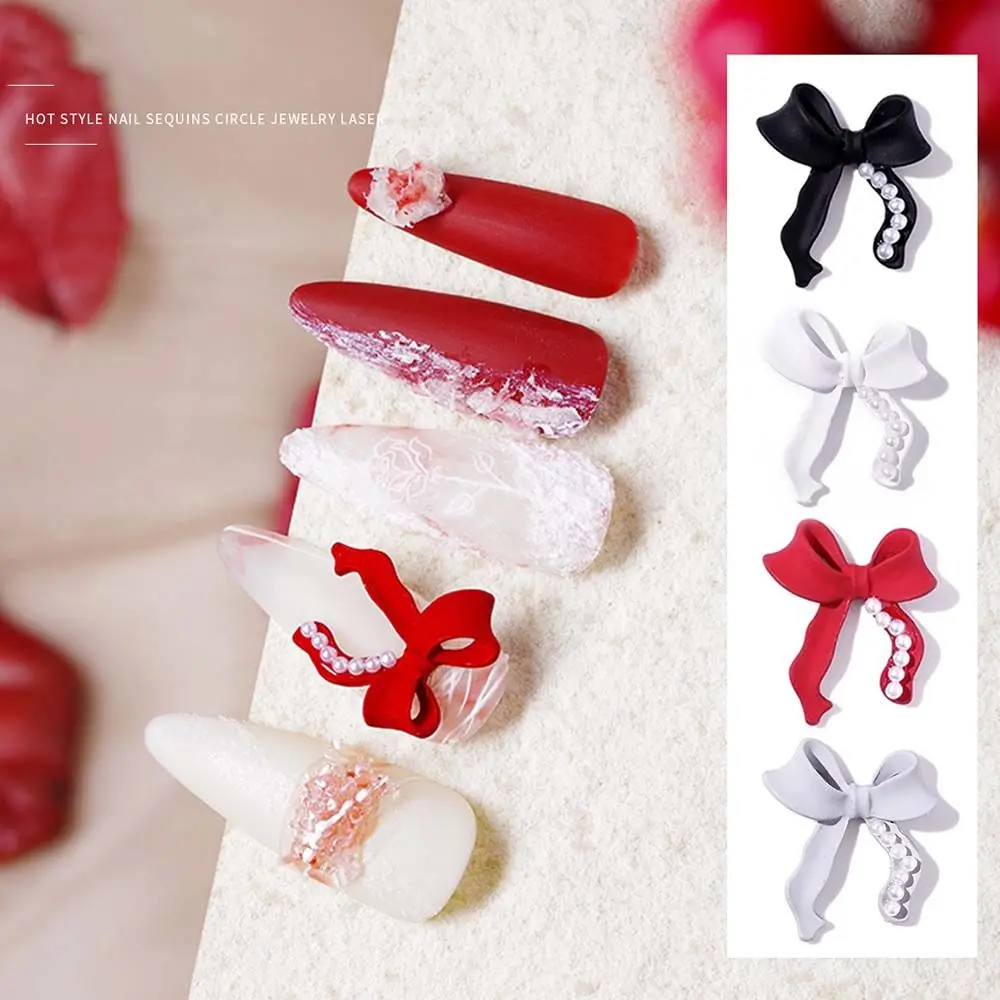 

Nail Decoration Nail Ornaments Set Manicure Pearl Bow Nail Drills Ribbon Bow Nail Jewelry 3D Nails Charms DIY Nail Art
