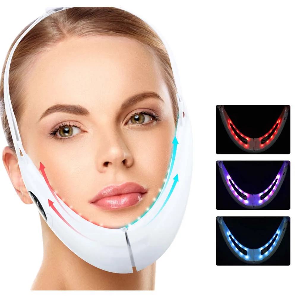

EMS Face Lifting Machine LED Photon Therapy Face Slimming Skincare Vibration Lift Device Double Chin Remover Facial Massager