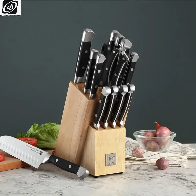 

Немецкий набор ножей из нержавеющей стали 1,4116 с держателем для Ipad и точилкой, набор поварских ножей Cuisinart черного цвета
