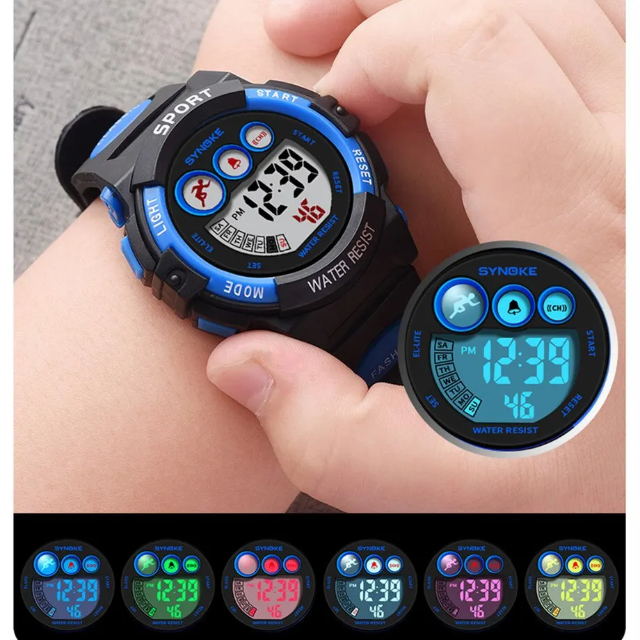 Фото Цифровые спортивные часы для детей SYNOKE, 5 цветов №3