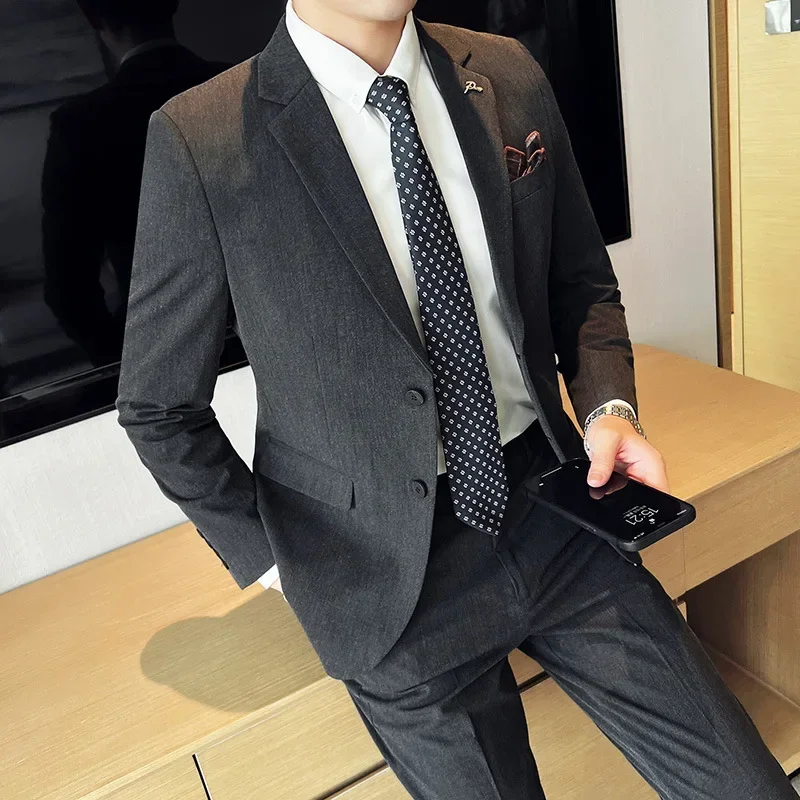 Высококачественный роскошный Мужской приталенный костюм Официальный деловой