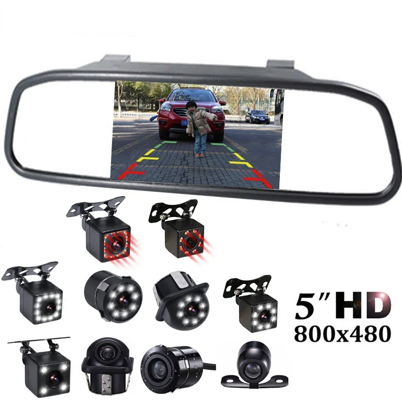 

In Universale TFT Rearview 5 Pollice Monitor Dello Specchio con la Macchina Fotografica di Retrovisione di Visione Notturna Par