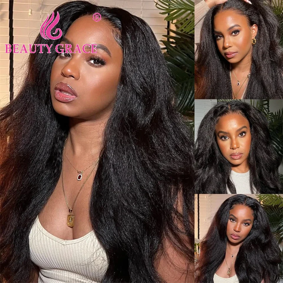 Парик Yaki прямой Женский плотность 180% 13x 4