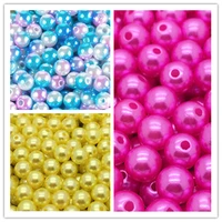 50 1000pcs with hole abs imitation pearl bead 4 12mm round plastic spacer bead for diy jewelry making jewelry accessories