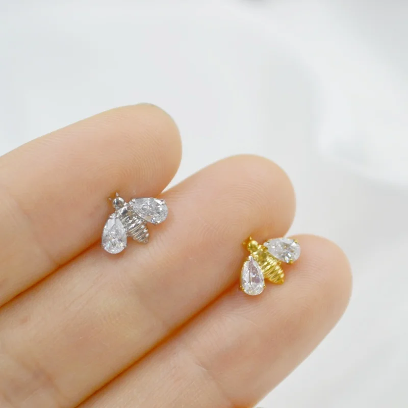 Фото LOT10pcs Ювелирные изделия для тела 16G G23 Титан Astm F136 Пчелиный лист CZ Губная серьга Кольцо для пирсинга губ Ушная спираль Ювелирные изделия для пирсинга №5