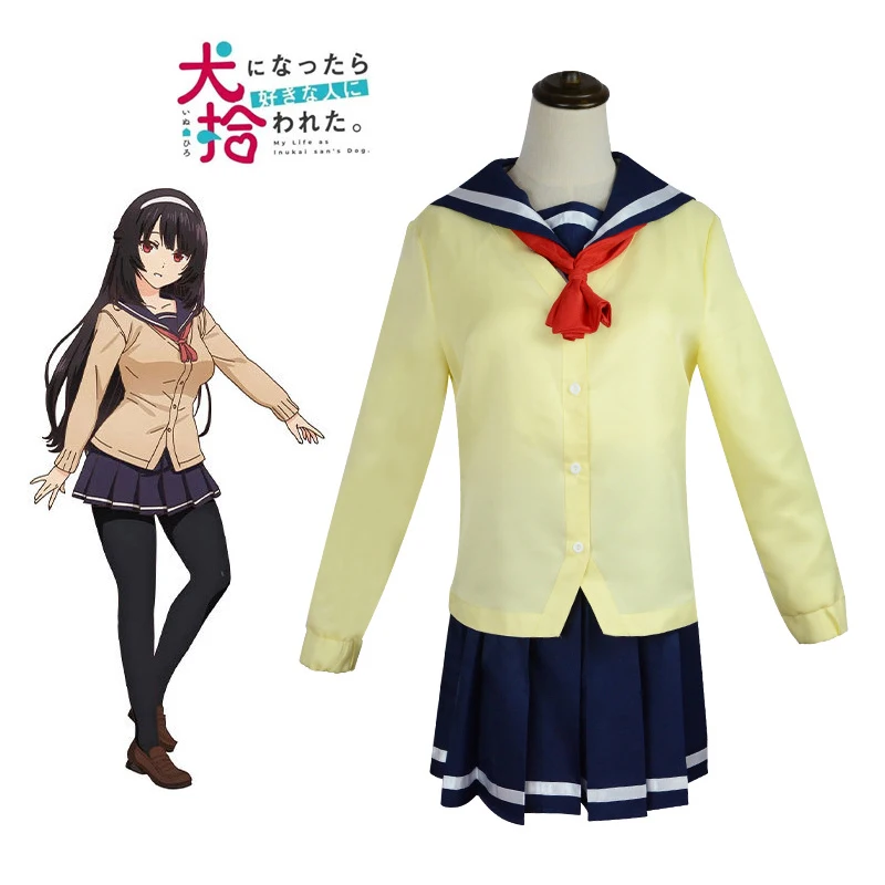 

Anime My Life As Inukai-san's Dog Karen Inukai Cosplay Costume Knitted Jacket Sailor Suit Woman Uniform Suit Halloween Costume