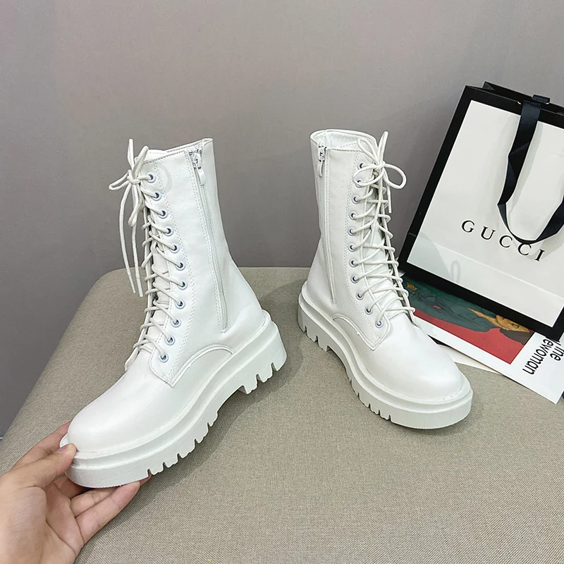 Women's Boots Shoes Women's Boots Winter 2023 New with Plush Women's Boots 5cm Heel Lace Up Zipper Botas Mujer Boots Women