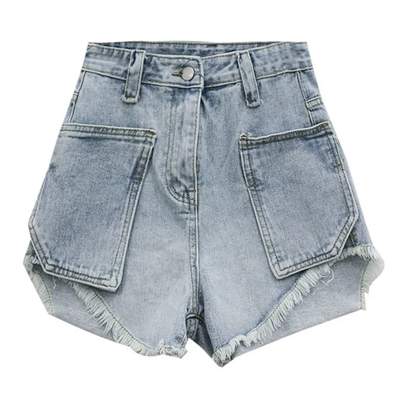 

Ripped Jeans with High Waist Pocket for Women, Casual Bottoms for Ladies, Denim Shorts, Fashion Clothing, Y2K