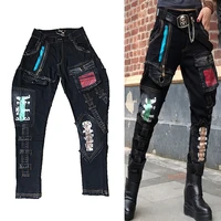 autumn new jeans women tide brand loose cartoon graffiti printed pants high waist loose carrot pants punk style