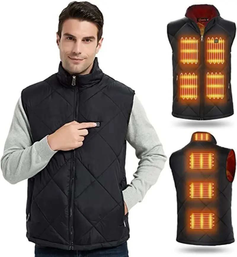 

New 8 Places Heated Vest Men Women Usb Heated Jacket Heating Thermal Clothing Hunting Winter Fashion Heat Jacket Black 5XL 6XL