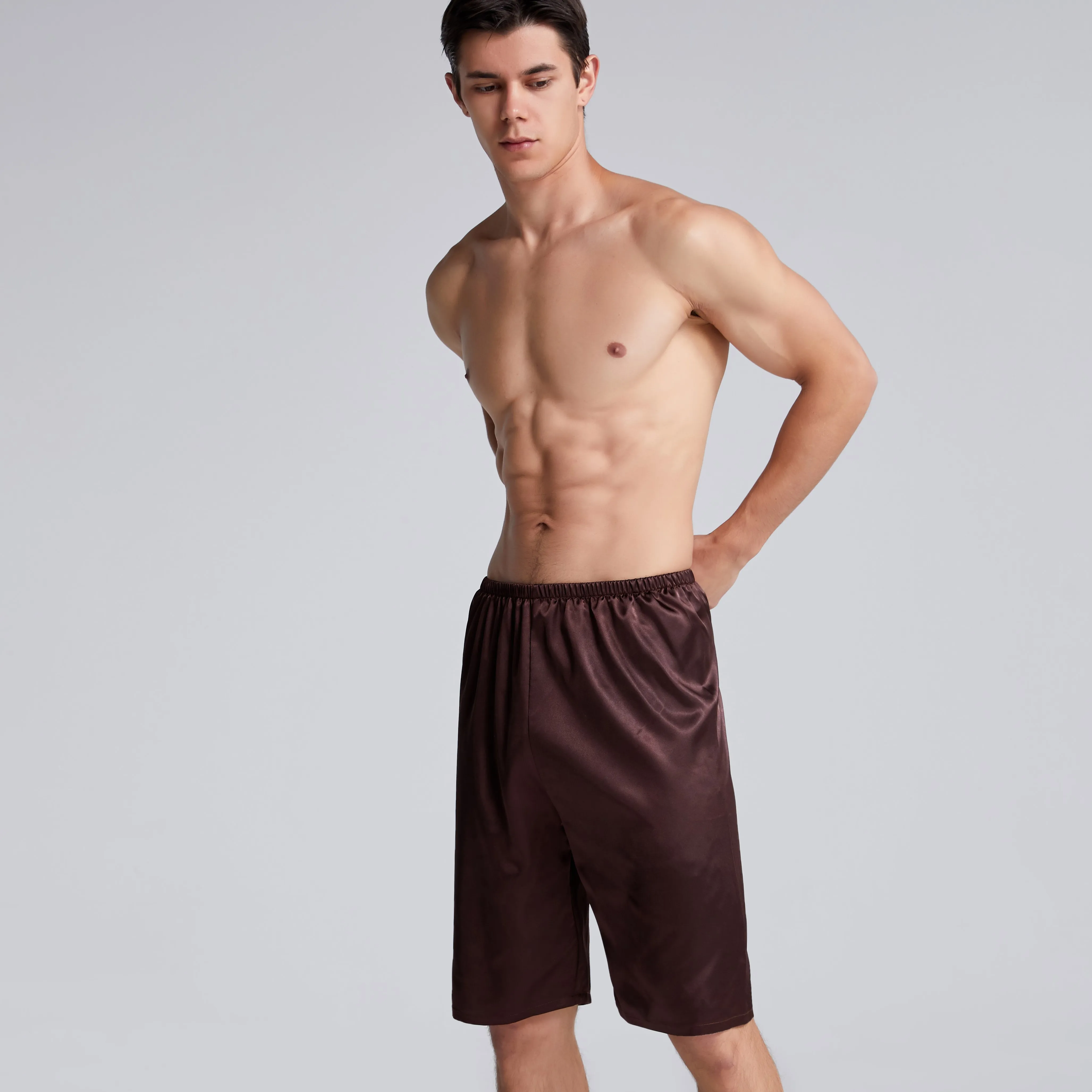 Satin Robe Men Robe with Pants Satin Silk Robe Set Polyester + Spandex Muti Colors Long Robe Bathrobe