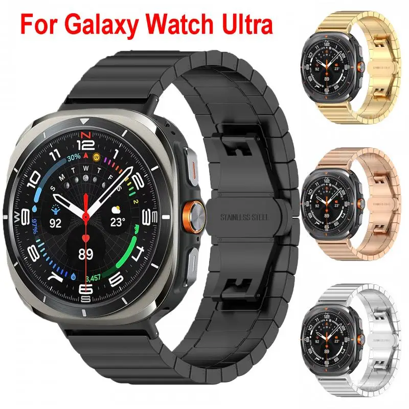 Фото Ремешок из нержавеющей стали для Samsung Galaxy Watch Ultra 2025 47 мм LTE Band без зазоров, быстросъемный браслет для SAMSUNG ULTRA 47 мм Correa №1