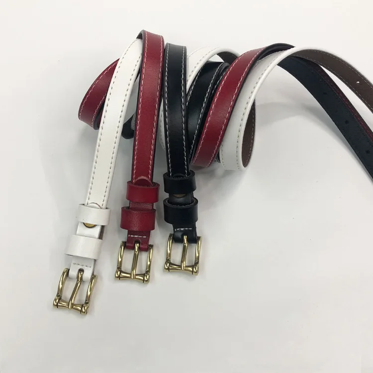 

Cowhide Belt Women's Thin Belt Retro Fashion Needle Buckle Cowhide Belt Korean Decorative Dress