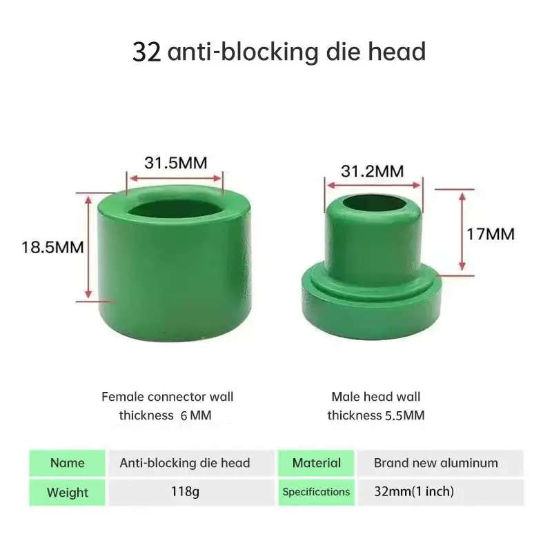 

Heat Container Water Pipe Mould Non-stick Welding Machine 20-32mm 4/5/6mm Anti-corrosion Anti-rust Die Head 2022
