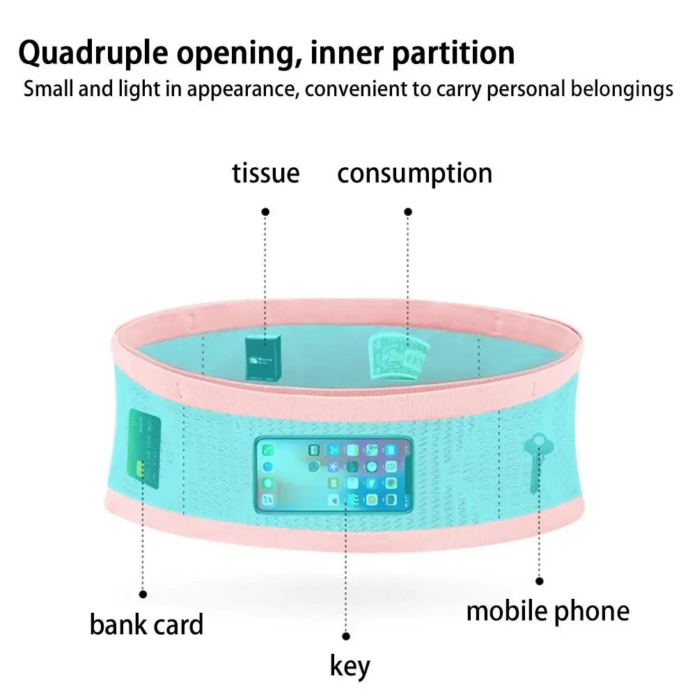 2023 Upgraded Fashion Seamless Invisible Running Waist Belt Bag Sports Pack Mobile Phone Bag Gym Fitness Jogging Run Cycling Bag