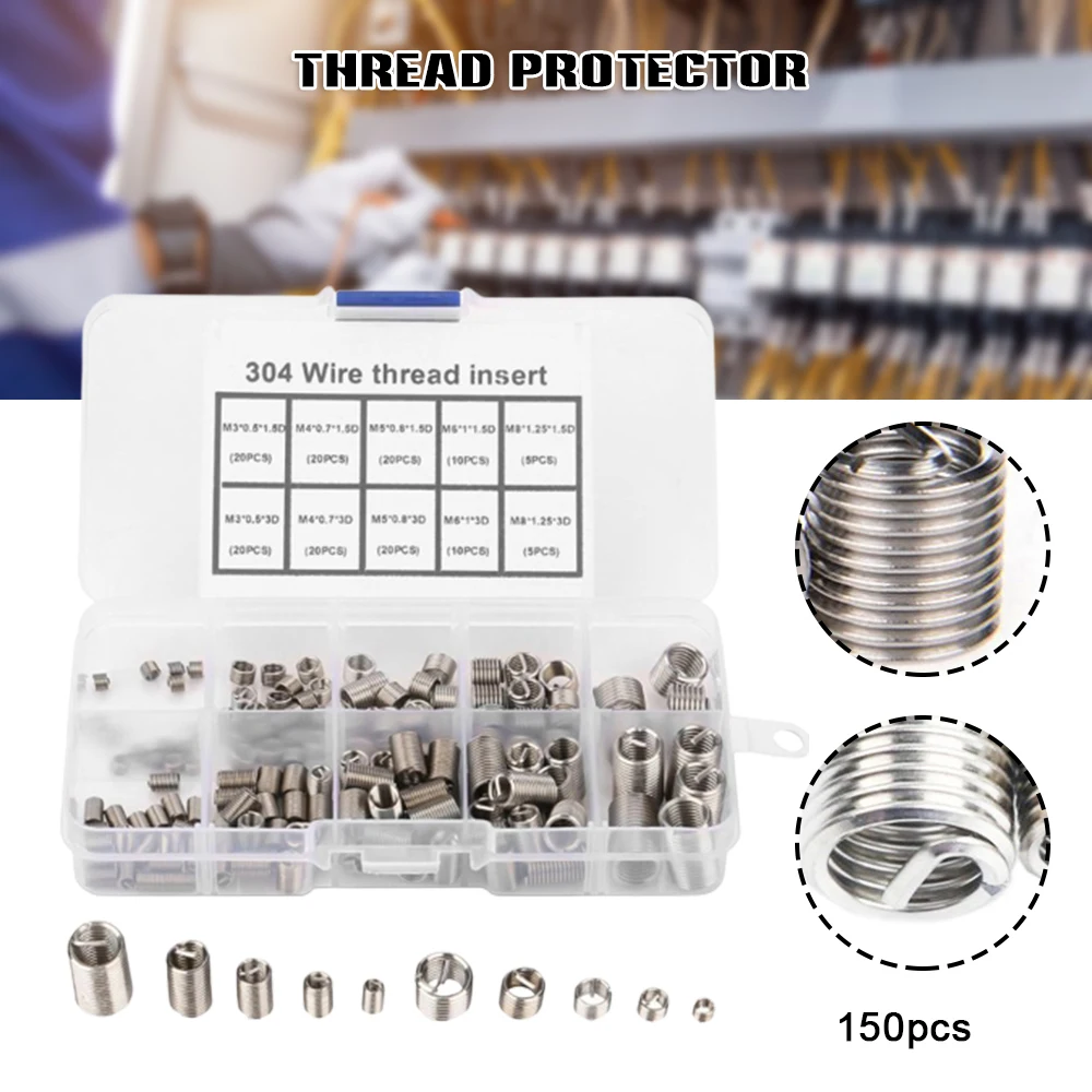 

Набор резьбовых втулок для проволоки, набор резьбовых втулок из нержавеющей стали, ассортимент резьбовых втулок для проволоки, спиральный ...