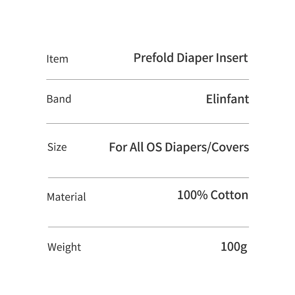 Elinfant 6PCS Lot 100% Soft Unbleached Cotton Softness Dry Fast Absorbency Baby Prefold Cloth Diaper Insert