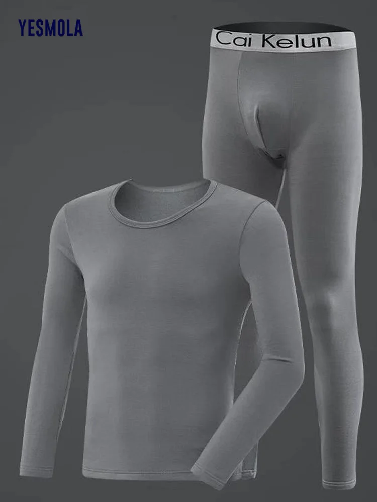 Men's Thermal Underwear Suit Comfortable Skin-Friendly Men Suit Fleece-Lined Winter Warm Long Thermo Pajamas 2 Piece Set