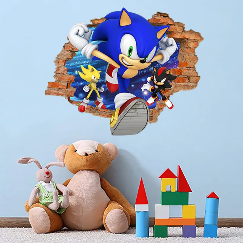 Обои звуковые Самоклеящиеся с рисунком ежика, Мультяшные настенные Стикеры для декора стен в спальню и детскую игровую комнату, плакат