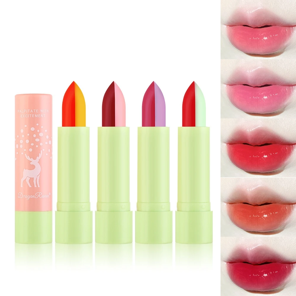 

2 In 1 Macaron Colors Temperature Changing Lipsitck Women Long Lasting Nutritious Moisturizing Warm Color Lip Care Makeup