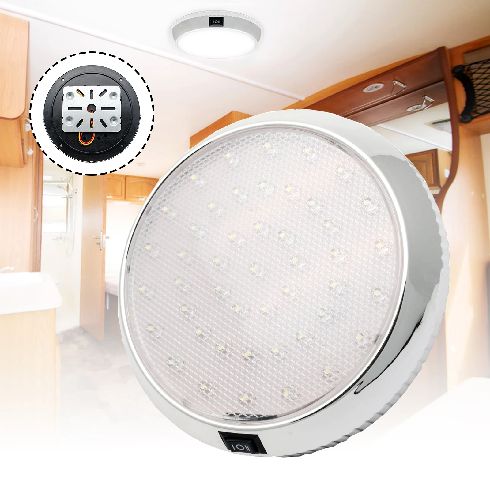 

Downlight Bright White Round Dome Car Interior Ceiling LED Panel Light for Camper van Lorry Caravan Bus Boat and RV