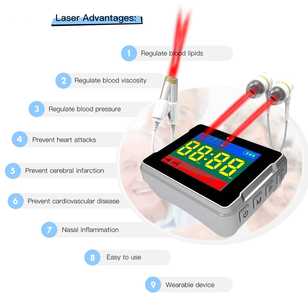 

Cold Laser Watch Medical Device Low Lever Therapy Tinnitus Rhinitis High Blood Pressure Clean Blood High Blood Fat Diabetics