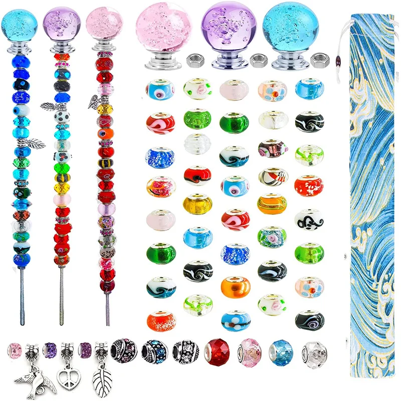 

10Pcs Colorful Flower Glass Beads Fairy Garden Beaded Stakes Accesory Jewelry Wands For Ourdoot Flower Pot DIY Bracelet Necklace