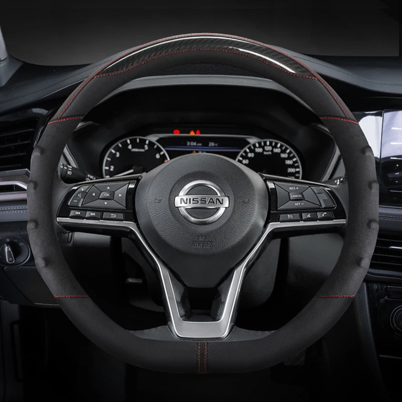 

Sheepskin Wool Car Steering Wheel Cover D Shape For Nissan X-trail Qashqai Rogue Sport Rogue 2018 2019 2020 2021 Altima Versa