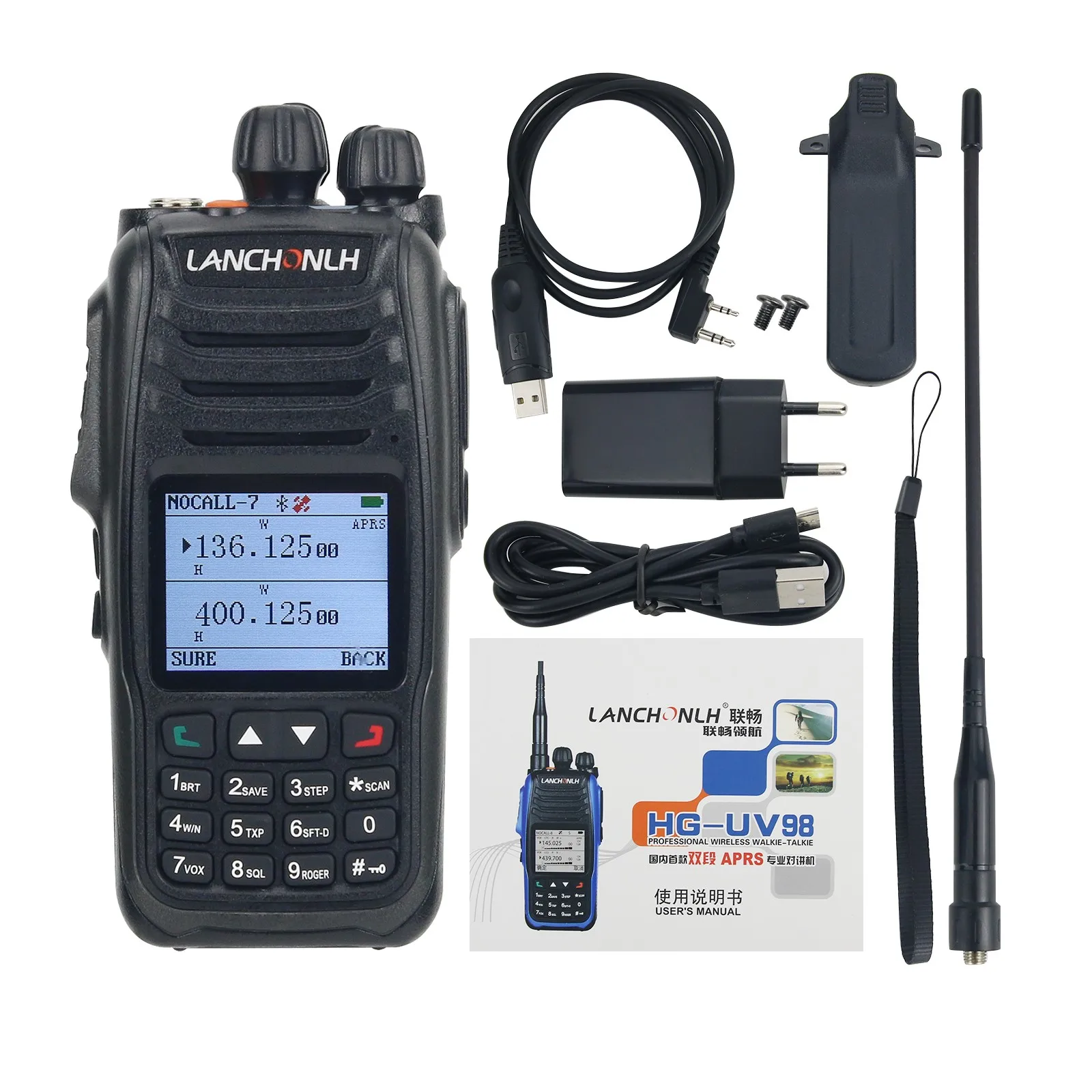 Ручной приемопередатчик DMR Walkie Talkie VHF UHF APRS с фонариком для GPS Beidou HG-UV98