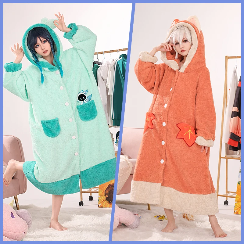 

Genshin Impact CosPlay Pajamas Plush Pajamas Kaedehara Kazuha/Venti/Tartaglia/Xiao/Zhongli Cosplay Clothes Super thick nightgown