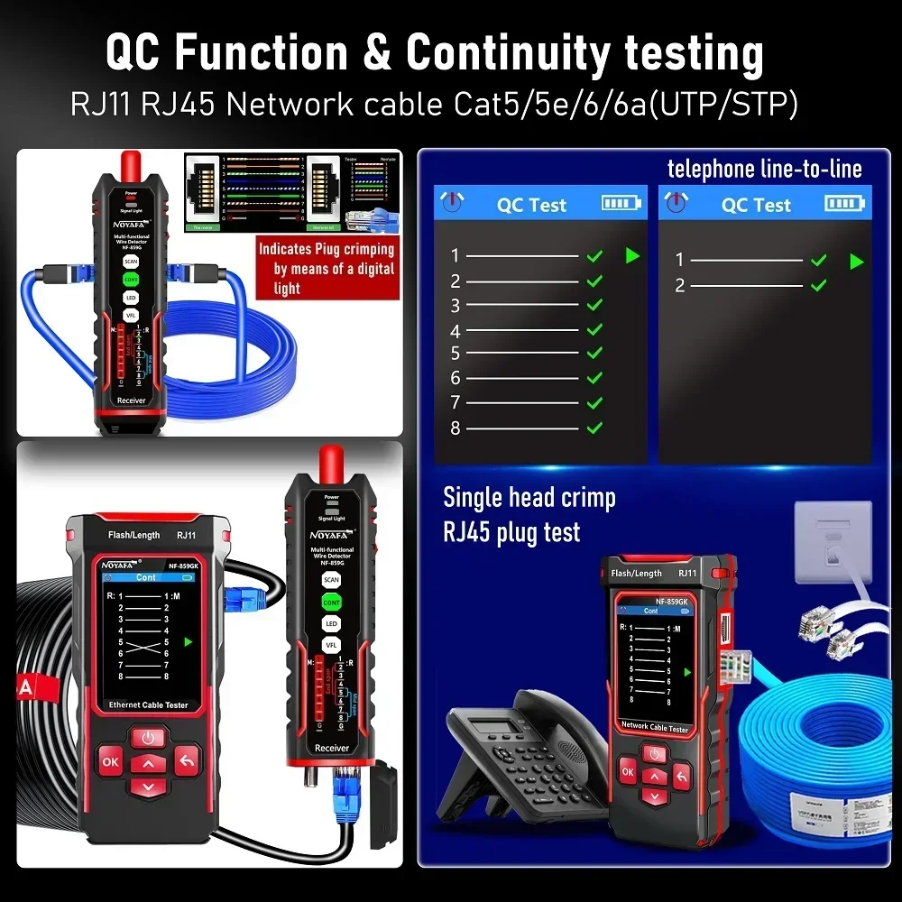 Фото Noyafa NF-859GK Line Finder Сетевой тестер IP-сканирования PING Test Перезаряжаемый линейный патрульный тестер №4