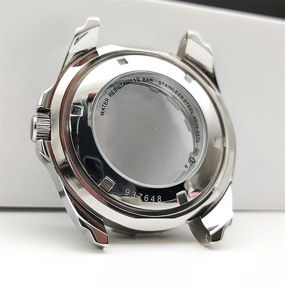 44mm 316L Steel Watch Case Transparent Back Cover Sapphire Mirror Case for NH35 NH36 Movement NH35A NH36A Fashion Watch Cases