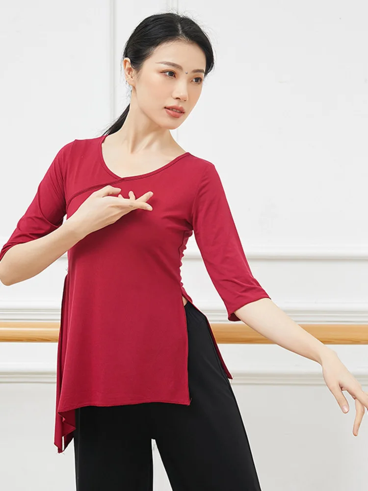 Женский костюм для современных джазовых танцев облегающая футболка с рукавами