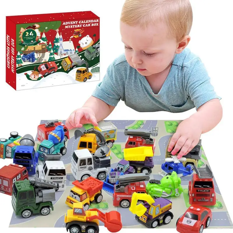 

Advent Calendar For Kids Advent Toys Calendar 24PCS Fire Truck Vehicles Engineering Vehicles Excavators Holiday Party Favors For