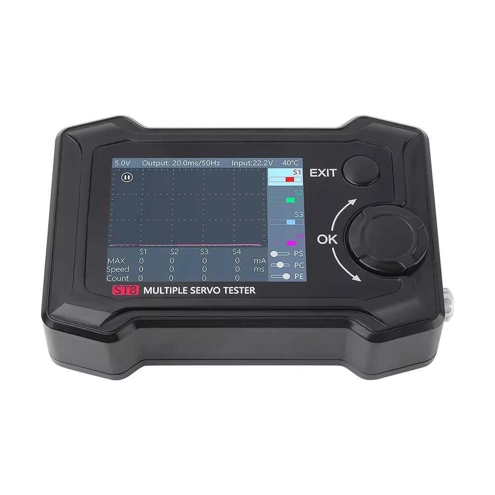 Фото DroMaToolkitRC ST8 8-канальный 100Вт 2А 2.4 TFT 7-28В 8-канальный интегрированный тестер сервоприводов с 4 независимыми интерфейсами для тестирования сигналов PWM/PPM/SBUS №3