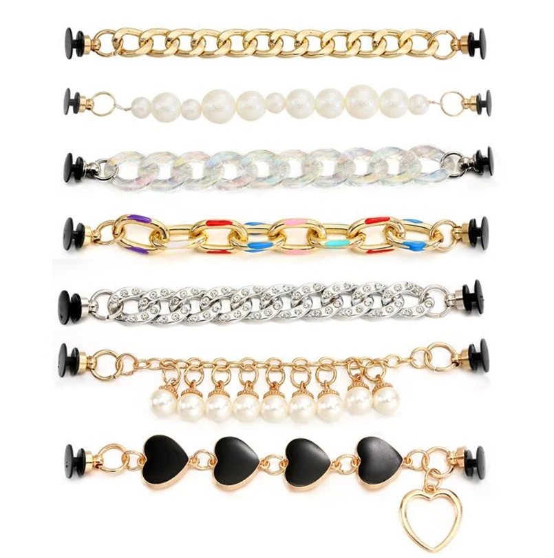 

Metal Chain Shoe Accessories Luxury Shoe Clogs Charm Gold Silver Bling DIY Decorative Pendants For Gift Shoes Lace Accessories