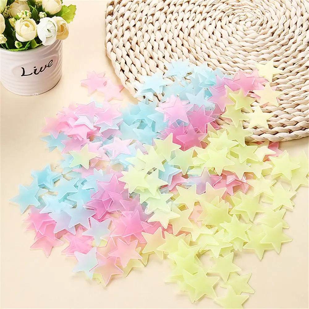 

100Pcs Cute Rooms Ceiling Home Decor Luminous 3D Stars Fluorescent Decals Glowing Wall Stickers For Kids