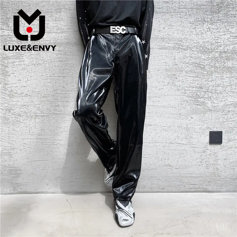 

Брюки мужские из ПУ кожи, с зауженной талией, свободные