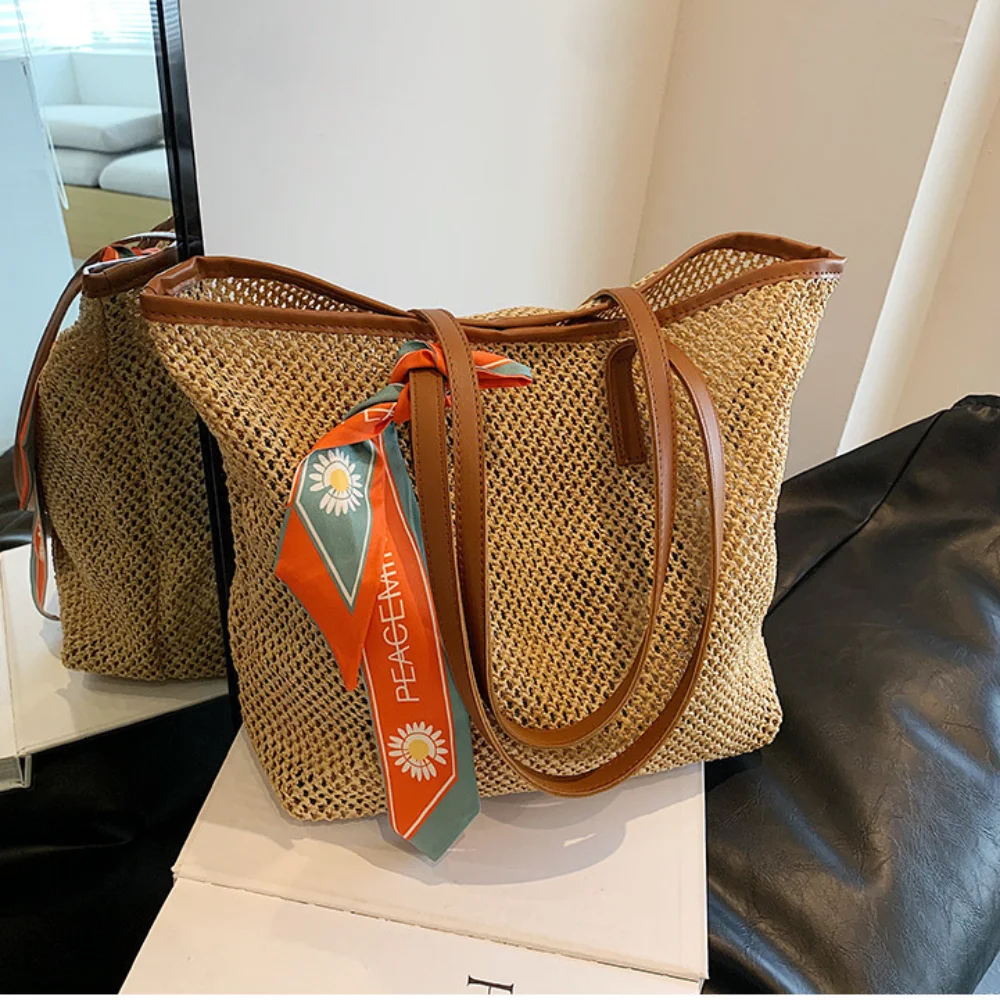 

2023 New Style Hand Bag Female Mori Meng Fashion Woven Summer Seaside Holiday Shoulder Large Capacity Straw Bag