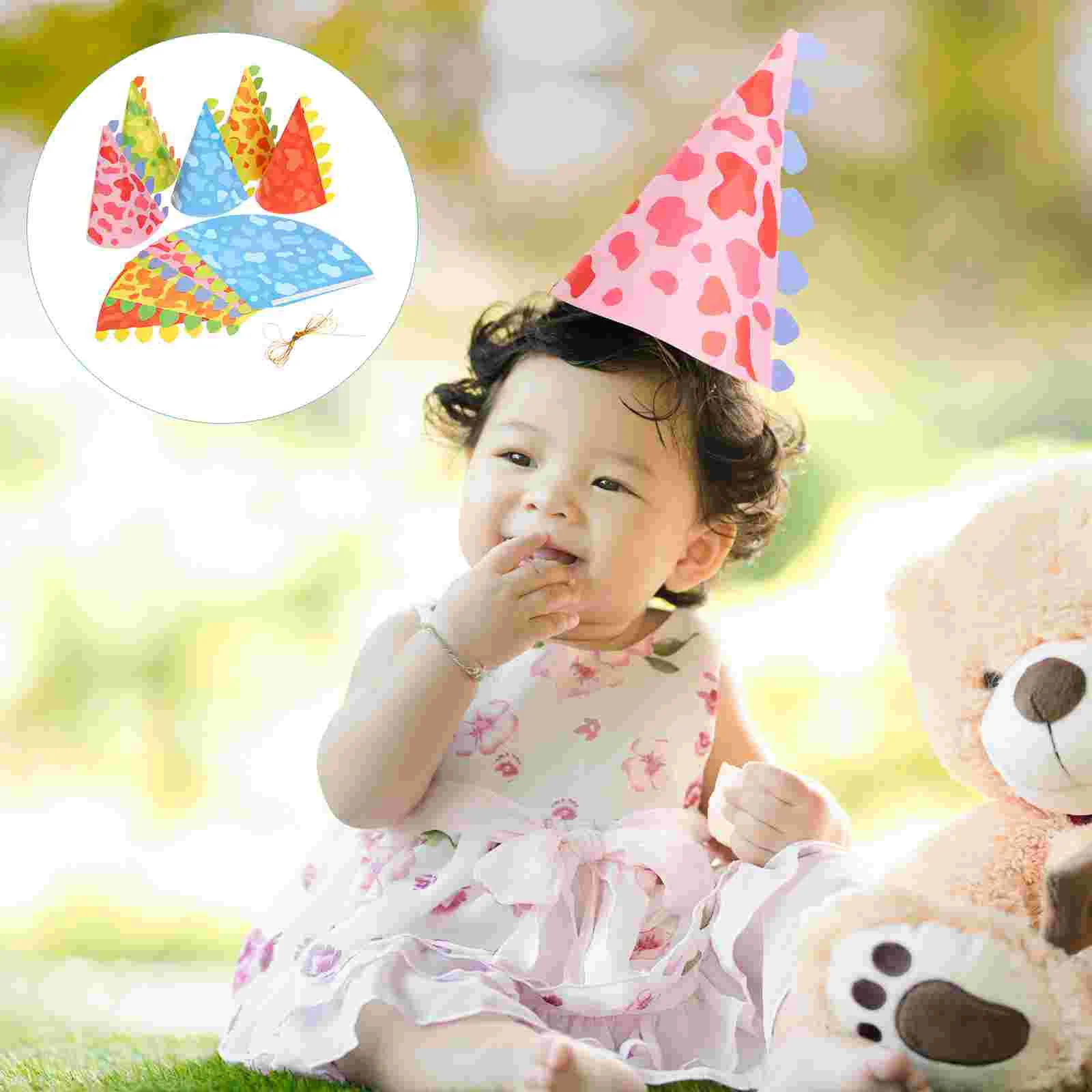 

20 Pcs Birthday Hat Baby Bonnet Pink Dinosaur Party Supplies Hats Headgear Prop Cone Paper Girls