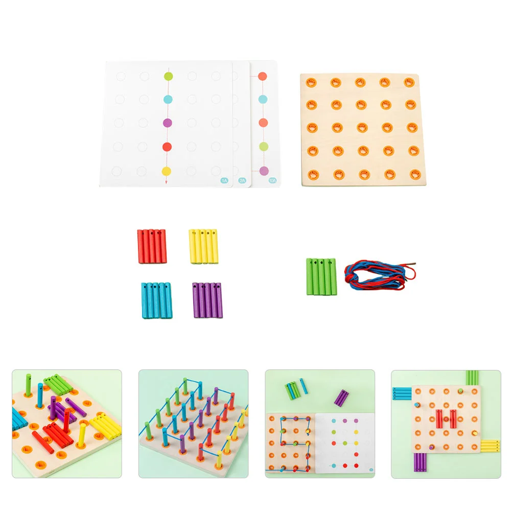 

1 Set of Shape Recognition Brain Development Play Set Wooden Threading Board